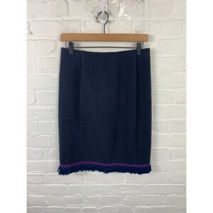 Ellie Kai Women's Fringe Straight & Pencil Skirt Pull-On Stretch Navy Size Small